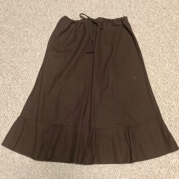 J. Crew Brown Linen Ruffle Skirt - Picture 1 of 5